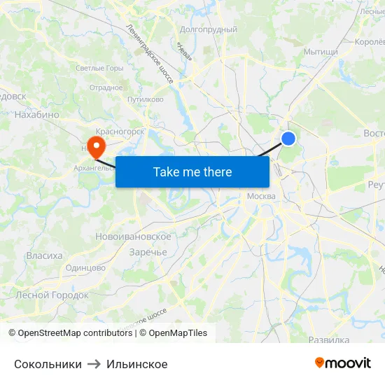 Сокольники to Ильинское map