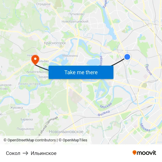 Сокол to Ильинское map