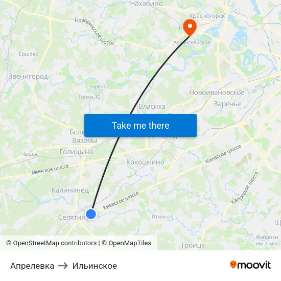 Апрелевка to Ильинское map