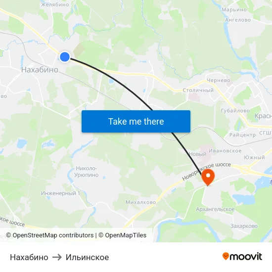 Нахабино to Ильинское map