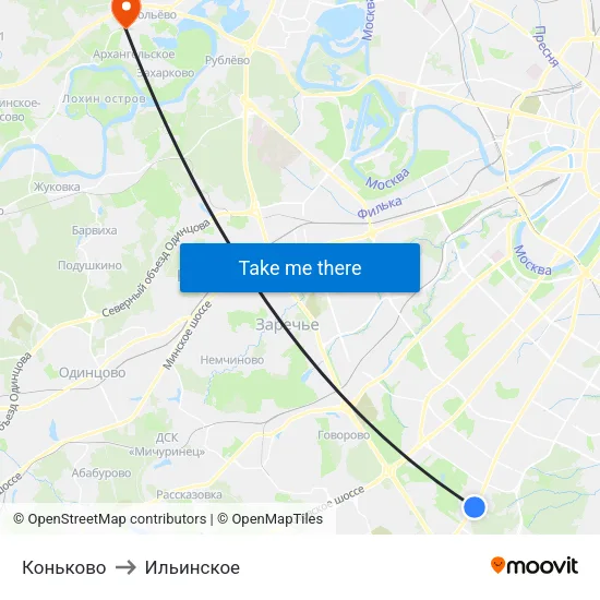 Коньково to Ильинское map