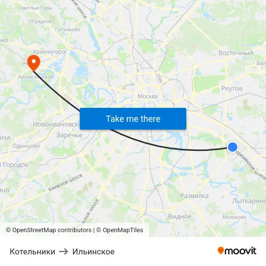 Котельники to Ильинское map