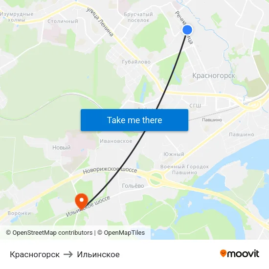 Красногорск to Ильинское map