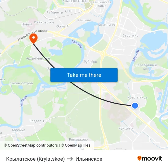 Крылатское (Krylatskoe) to Ильинское map