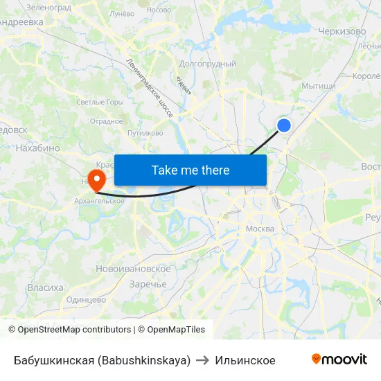 Бабушкинская (Babushkinskaya) to Ильинское map