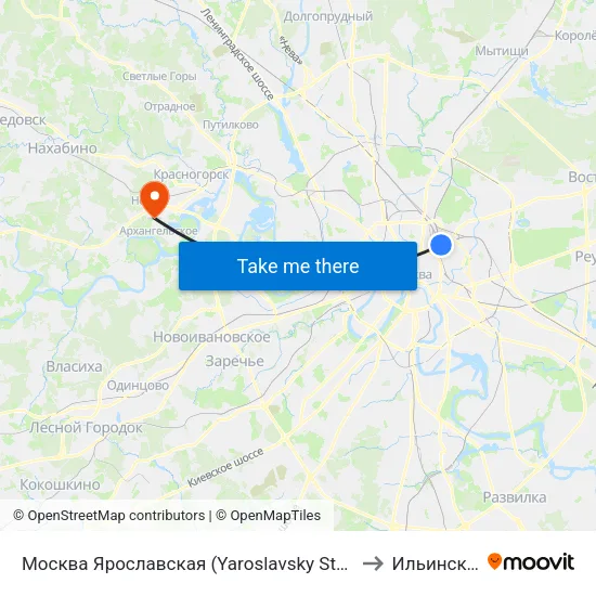 Москва Ярославская (Yaroslavsky Station) to Ильинское map