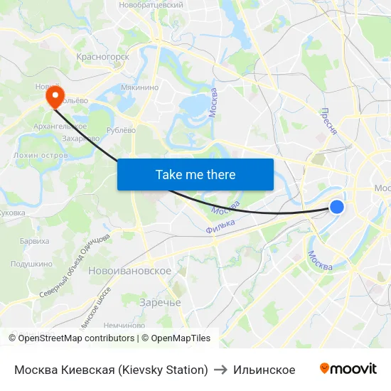 Москва Киевская (Kievsky Station) to Ильинское map