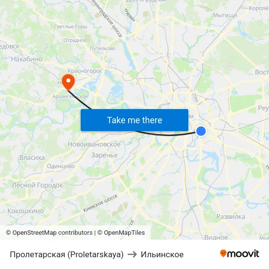 Пролетарская (Proletarskaya) to Ильинское map