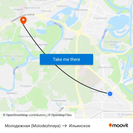 Молодежная (Molodezhnaya) to Ильинское map