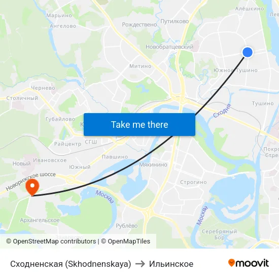 Сходненская (Skhodnenskaya) to Ильинское map