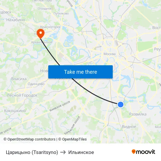 Царицыно (Tsaritsyno) to Ильинское map