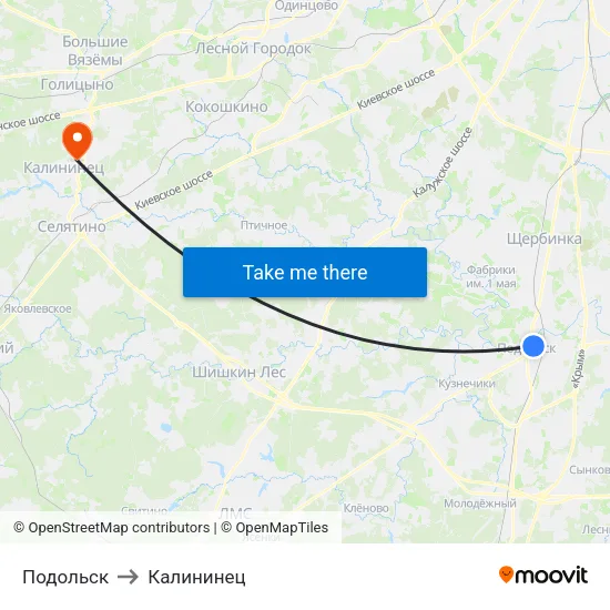 Подольск to Калининец map