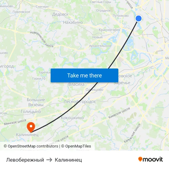 Левобережный to Калининец map