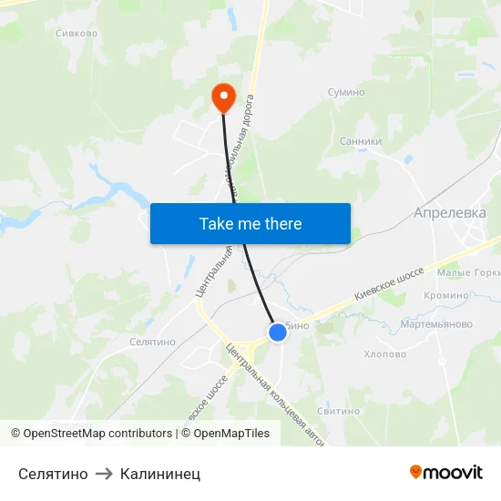 Селятино to Калининец map