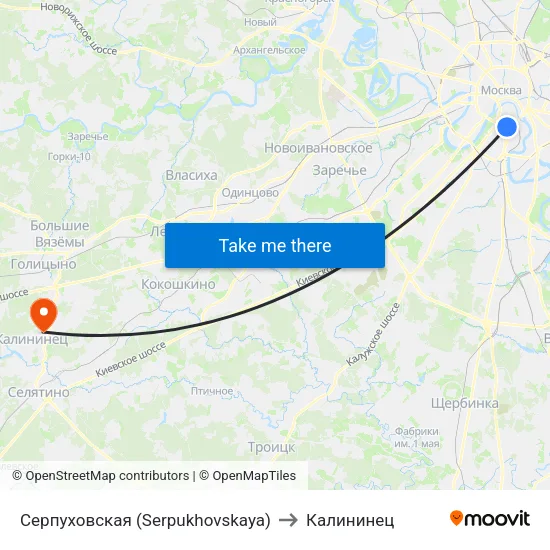 Серпуховская (Serpukhovskaya) to Калининец map