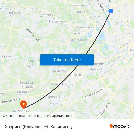Ховрино (Khovrino) to Калининец map