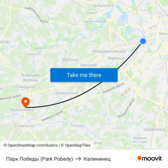 Парк Победы (Park Pobedy) to Калининец map
