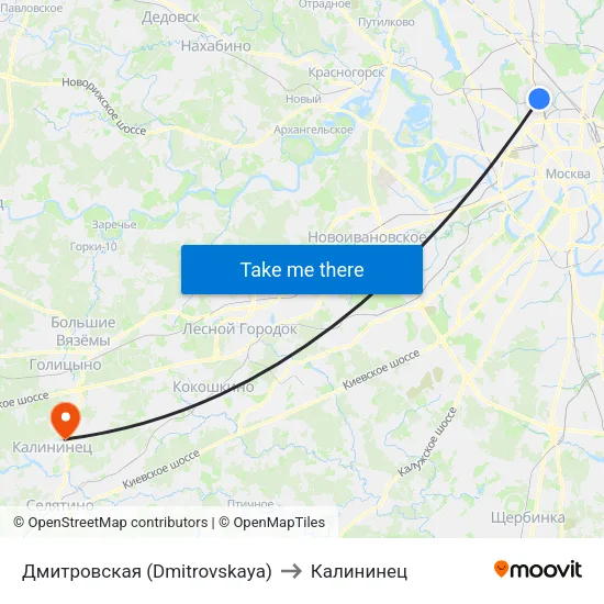 Дмитровская (Dmitrovskaya) to Калининец map