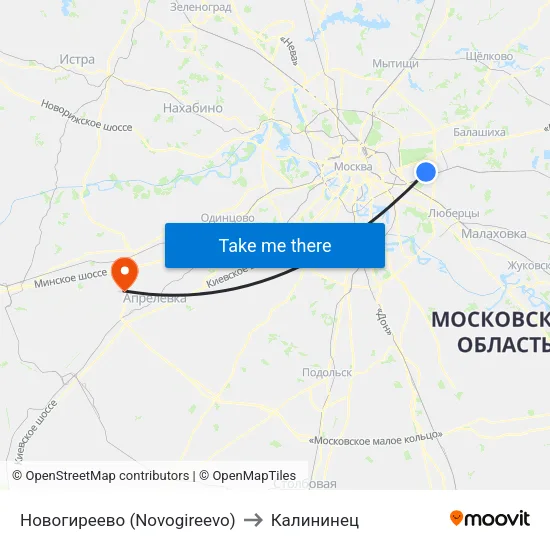 Новогиреево (Novogireevo) to Калининец map