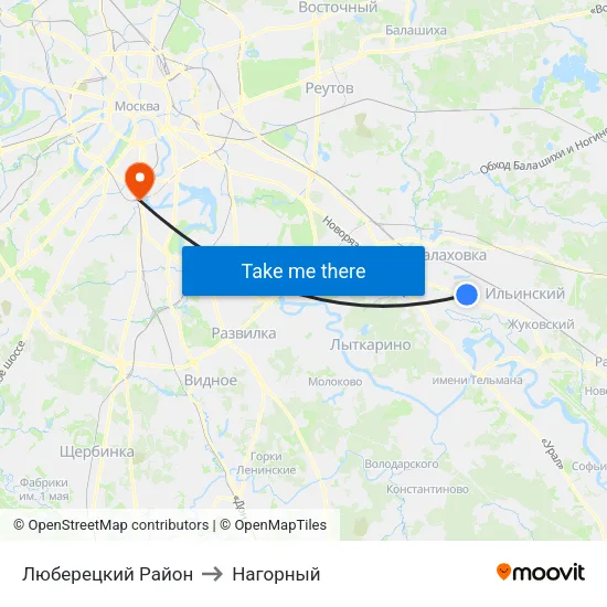 Люберецкий Район to Нагорный map