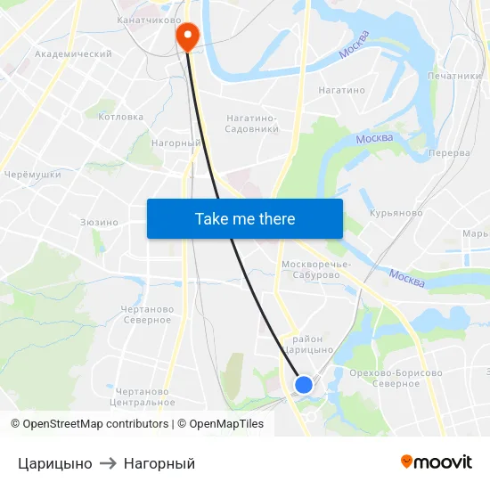 Царицыно to Нагорный map