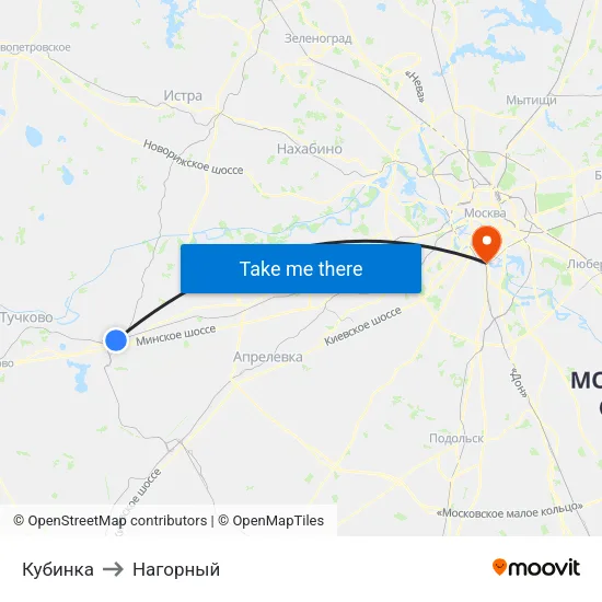 Кубинка to Нагорный map