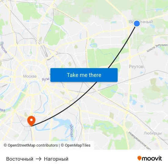 Восточный to Нагорный map
