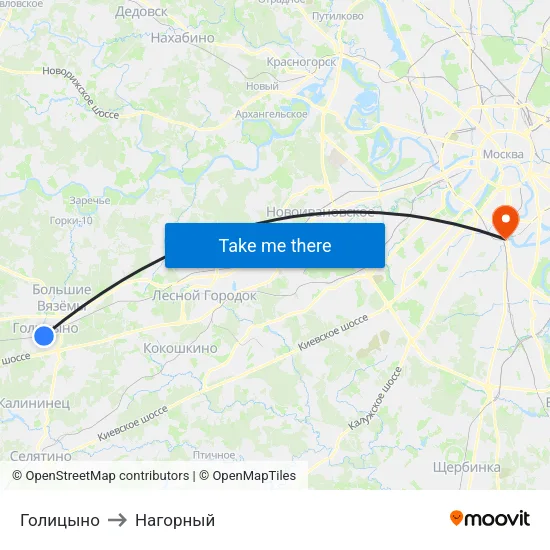 Голицыно to Нагорный map