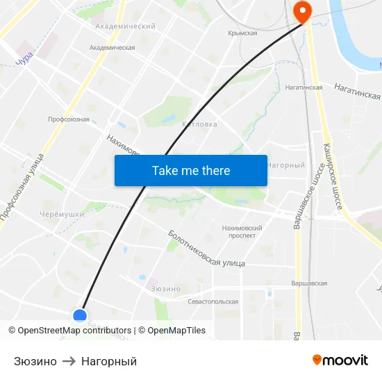 Зюзино to Нагорный map