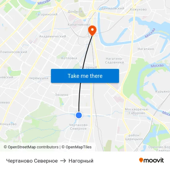 Чертаново Северное to Нагорный map