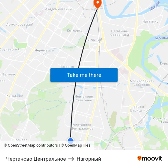 Чертаново Центральное to Нагорный map