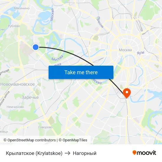 Крылатское (Krylatskoe) to Нагорный map