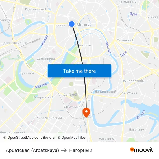 Арбатская (Arbatskaya) to Нагорный map