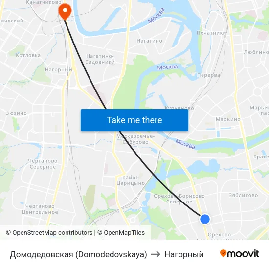 Домодедовская (Domodedovskaya) to Нагорный map