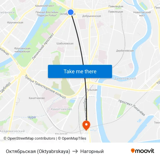 Октябрьская (Oktyabrskaya) to Нагорный map