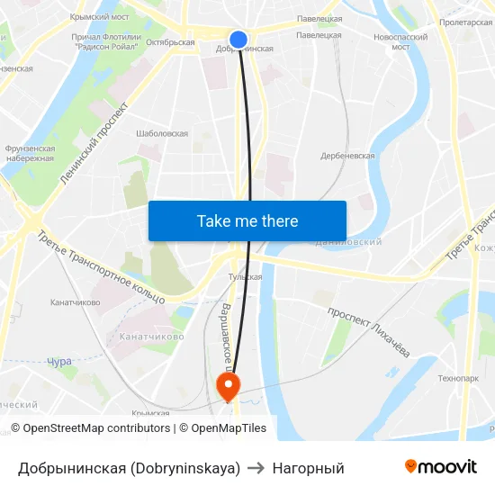 Добрынинская (Dobryninskaya) to Нагорный map