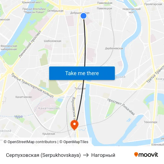 Серпуховская (Serpukhovskaya) to Нагорный map