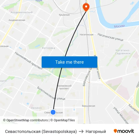 Севастопольская (Sevastopolskaya) to Нагорный map