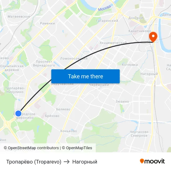 Тропарёво (Troparevo) to Нагорный map