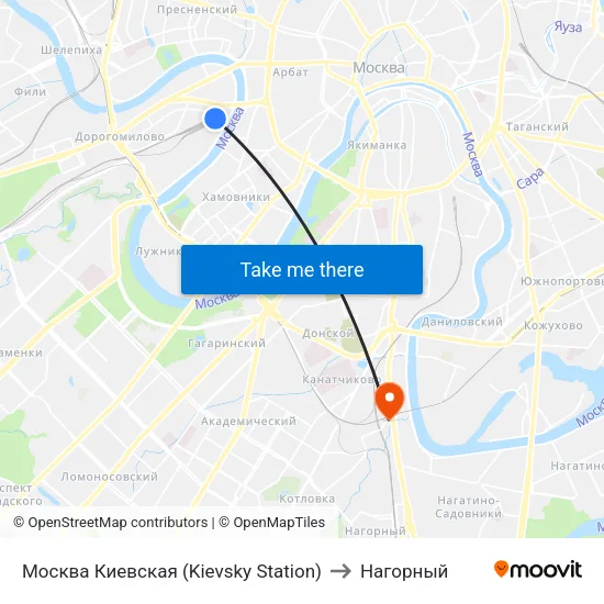 Москва Киевская (Kievsky Station) to Нагорный map