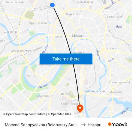 Москва Белорусская (Belorussky Station) to Нагорный map