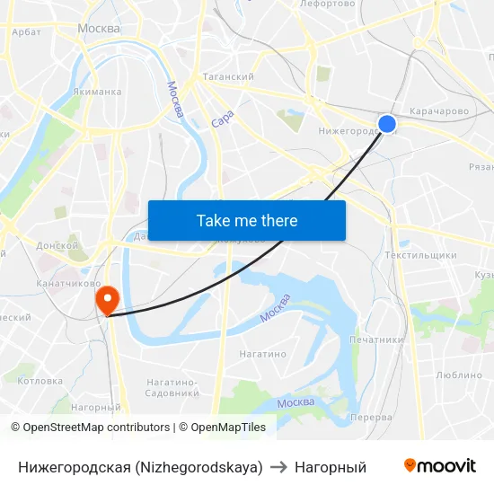 Нижегородская (Nizhegorodskaya) to Нагорный map