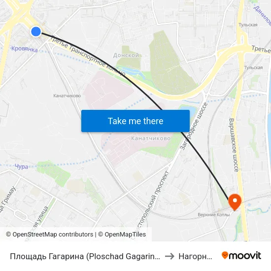 Площадь Гагарина (Ploschad Gagarina) to Нагорный map