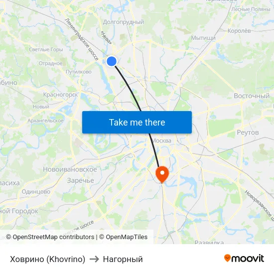 Ховрино (Khovrino) to Нагорный map