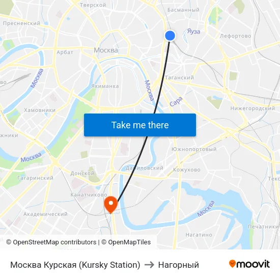 Москва Курская (Kursky Station) to Нагорный map