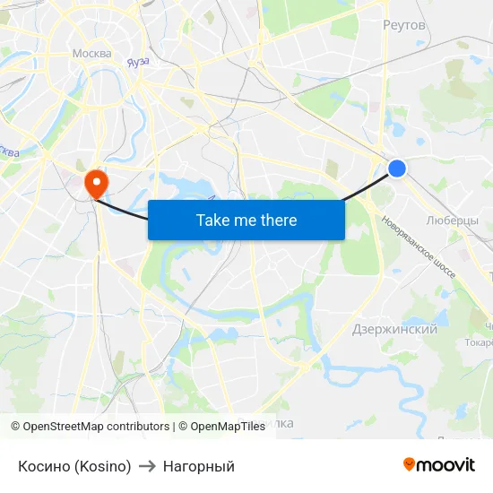 Косино (Kosino) to Нагорный map