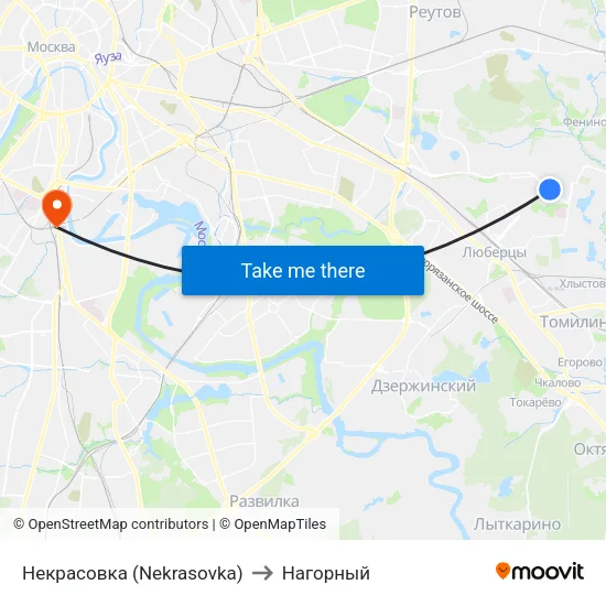 Некрасовка (Nekrasovka) to Нагорный map