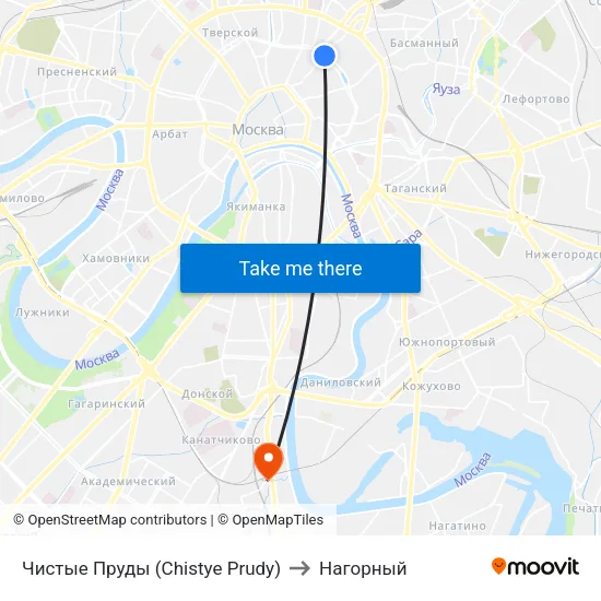 Чистые Пруды (Chistye Prudy) to Нагорный map