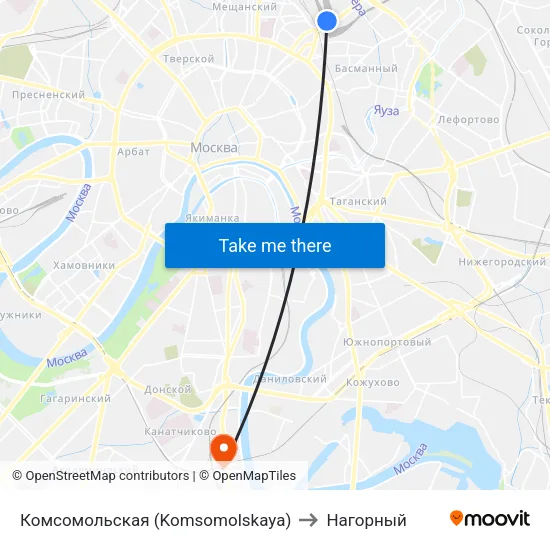 Комсомольская (Komsomolskaya) to Нагорный map