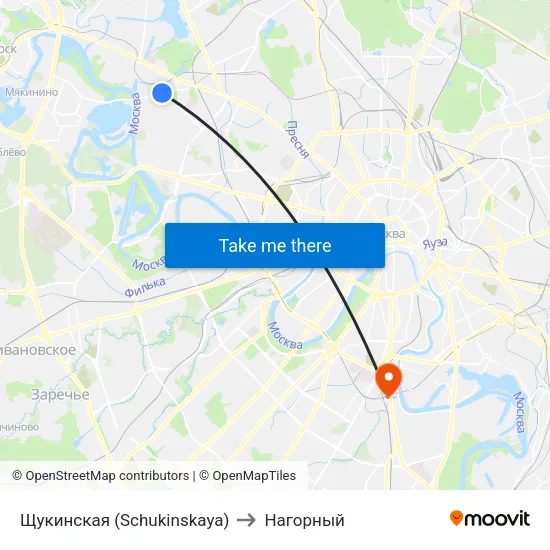 Щукинская (Schukinskaya) to Нагорный map